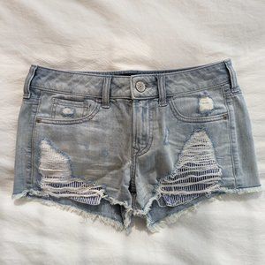 Mini distressed denim shorts